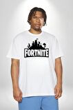 Fortnite Beyaz Büyük Beden Kadın Erkek Ünisex  Basic Ön Baskılı Tişört