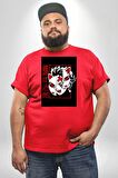 Anime İblis Avcısı Kimetsu No Yaiba Maske Kırmızı Büyük Beden Erkek Kadın Unisex Basic Ön Baskılı Tişört