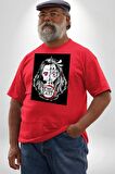 Anime Demon Slayer  Kırmızı Büyük Beden Erkek Kadın Unisex Basic Ön Baskılı Tişört