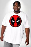 Deadpool Maske Beyaz Büyük Beden Kadın Erkek Ünisex  Basic Ön Baskılı Tişört