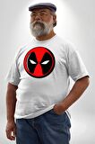 Deadpool Maske Beyaz Büyük Beden Kadın Erkek Ünisex  Basic Ön Baskılı Tişört