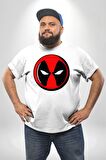 Deadpool Maske Beyaz Büyük Beden Kadın Erkek Ünisex  Basic Ön Baskılı Tişört