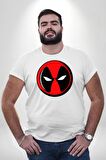 Deadpool Maske Beyaz Büyük Beden Kadın Erkek Ünisex  Basic Ön Baskılı Tişört