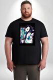 Shinobu Kocho Demon Slayer  Siyah Büyük Beden Erkek Kadın Unisex Basic Ön Baskılı Tişört