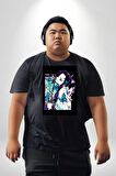 Shinobu Kocho Demon Slayer  Siyah Büyük Beden Erkek Kadın Unisex Basic Ön Baskılı Tişört