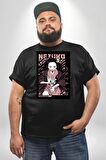 Nezuko Demon Slayer Siyah Büyük Beden Erkek Kadın Unisex Basic Ön Baskılı Tişört