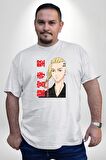 Ken Ryugujı Anime Tokyo İntikamcıları Beyaz Büyük Beden Kadın Erkek Ünisex  Basic Ön Baskılı Tişört