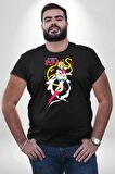 Sailor Moon Anime Usagi Tsukino Siyah Büyük Beden Erkek Kadın Unisex Basic Ön Baskılı Tişört