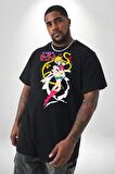 Sailor Moon Anime Usagi Tsukino Siyah Büyük Beden Erkek Kadın Unisex Basic Ön Baskılı Tişört