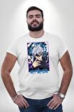 Jujutsu Vintage Washed - Megumi Gojo Anime Manga Beyaz Büyük Beden Kadın Erkek Ünisex  Basic Ön Baskılı Tişört