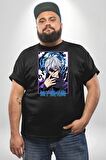 Jujutsu Vintage Washed - Megumi Gojo Anime Manga Siyah Büyük Beden Erkek Kadın Unisex Basic Ön Baskılı Tişört