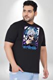 Jujutsu Vintage Washed - Megumi Gojo Anime Manga Siyah Büyük Beden Erkek Kadın Unisex Basic Ön Baskılı Tişört