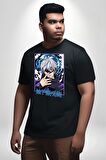 Jujutsu Vintage Washed - Megumi Gojo Anime Manga Siyah Büyük Beden Erkek Kadın Unisex Basic Ön Baskılı Tişört