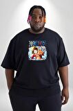 OP Manga Anime Monkey D.Luffy Siyah Büyük Beden Erkek Kadın Unisex Basic Ön Baskılı Tişört
