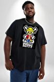 Monkey D. Luffy Japon Anime Siyah Büyük Beden Erkek Kadın Unisex Basic Ön Baskılı Tişört
