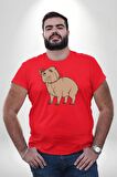 Chispi Kırmızı Büyük Beden Erkek Kadın Unisex Basic Ön Baskılı Tişört
