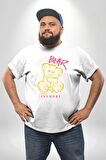 Artık Katlan Beyaz Büyük Beden Kadın Erkek Ünisex  Basic Ön Baskılı Tişört