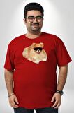 Pomernian Köpek Kırmızı Büyük Beden Erkek Kadın Unisex Basic Ön Baskılı Tişört