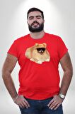 Pomernian Köpek Kırmızı Büyük Beden Erkek Kadın Unisex Basic Ön Baskılı Tişört