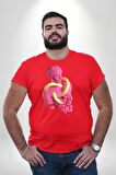 Pop Art Yaratıcı Heykel Pembe  Kırmızı Büyük Beden Erkek Kadın Unisex Basic Ön Baskılı Tişört
