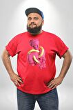 Pop Art Yaratıcı Heykel Pembe  Kırmızı Büyük Beden Erkek Kadın Unisex Basic Ön Baskılı Tişört