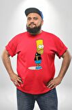 Simpson Metalica Bart Rock Kırmızı Büyük Beden Erkek Kadın Unisex Basic Ön Baskılı Tişört