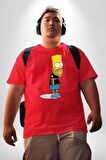 Simpson Metalica Bart Rock Kırmızı Büyük Beden Erkek Kadın Unisex Basic Ön Baskılı Tişört