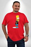 Simpson Metalica Bart Rock Kırmızı Büyük Beden Erkek Kadın Unisex Basic Ön Baskılı Tişört