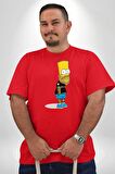 Simpson Metalica Bart Rock Kırmızı Büyük Beden Erkek Kadın Unisex Basic Ön Baskılı Tişört