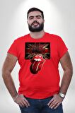 Roling Stones Kırmızı Büyük Beden Erkek Kadın Unisex Basic Ön Baskılı Tişört