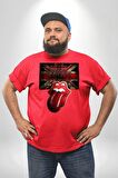 Roling Stones Kırmızı Büyük Beden Erkek Kadın Unisex Basic Ön Baskılı Tişört