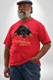 Rottweiler Sevgisi Kırmızı Büyük Beden Erkek Kadın Unisex Basic Ön Baskılı Tişört