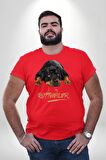 Rottweiler Sevgisi Kırmızı Büyük Beden Erkek Kadın Unisex Basic Ön Baskılı Tişört