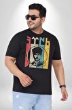 Atatürk İmzalı Türk Logo Siyah Büyük Beden Erkek Kadın Unisex Basic Ön Baskılı Tişört