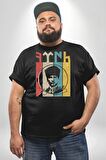 Atatürk İmzalı Türk Logo Siyah Büyük Beden Erkek Kadın Unisex Basic Ön Baskılı Tişört