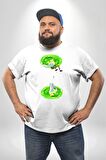 Rick Portal Beyaz Büyük Beden Kadın Erkek Ünisex  Basic Ön Baskılı Tişört
