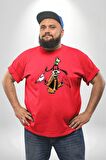 Goofy Özel Tasarım Kırmızı Büyük Beden Erkek Kadın Unisex Basic Ön Baskılı Tişört