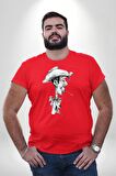 Red Kit Karakalem Kırmızı Büyük Beden Erkek Kadın Unisex Basic Ön Baskılı Tişört