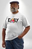 Teddy Boşver Tasarımı Beyaz Büyük Beden Kadın Erkek Ünisex  Basic Ön Baskılı Tişört