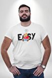 Teddy Boşver Tasarımı Beyaz Büyük Beden Kadın Erkek Ünisex  Basic Ön Baskılı Tişört