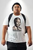 Nelson Mandela Beyaz Büyük Beden Kadın Erkek Ünisex  Basic Ön Baskılı Tişört