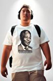 Nelson Mandela Beyaz Büyük Beden Kadın Erkek Ünisex  Basic Ön Baskılı Tişört
