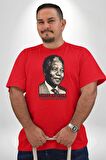 Nelson Mandela Kırmızı Büyük Beden Erkek Kadın Unisex Basic Ön Baskılı Tişört