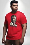Nelson Mandela Kırmızı Büyük Beden Erkek Kadın Unisex Basic Ön Baskılı Tişört