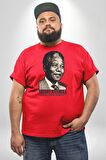 Nelson Mandela Kırmızı Büyük Beden Erkek Kadın Unisex Basic Ön Baskılı Tişört