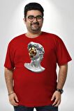 Modern Sanat Apollo Kırmızı Büyük Beden Erkek Kadın Unisex Basic Ön Baskılı Tişört