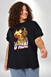 Basketbol Shaquille Oneal Star Ateş Topu Siyah Büyük Beden Erkek Kadın Unisex Basic Ön Baskılı Tişört