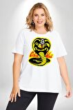 Cobra Kai Karete Çocuk Yılan Logo Dizi Beyaz Büyük Beden Kadın Erkek Ünisex  Basic Ön Baskılı Tişört