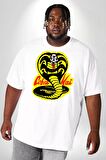Cobra Kai Karete Çocuk Yılan Logo Dizi Beyaz Büyük Beden Kadın Erkek Ünisex  Basic Ön Baskılı Tişört