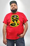 Cobra Kai Karete Çocuk Yılan Logo Dizi Kırmızı Büyük Beden Erkek Kadın Unisex Basic Ön Baskılı Tişört